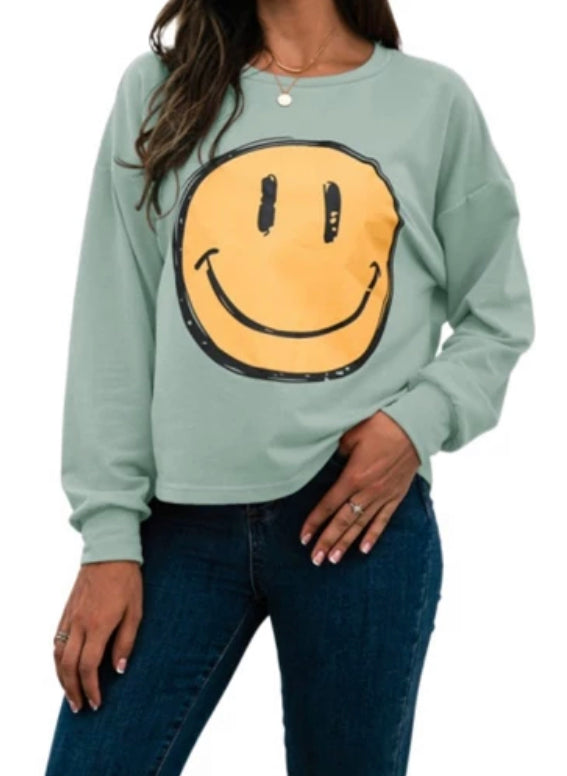 Womens Turquoise Happy Sweatshirt